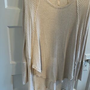 Free people- Cream Waffle Knit Long Sleeve Top